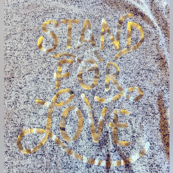 Soft Comfortable Stand For Love Foil Gold Letter Long Sleeve Round Hem Stretch L - Picture 2 of 5